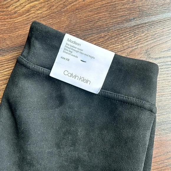 NEW Calvin Klein Suede Black Pants | Suede Pants | Suede Black Pants | Calvin - Picture 2 of 12